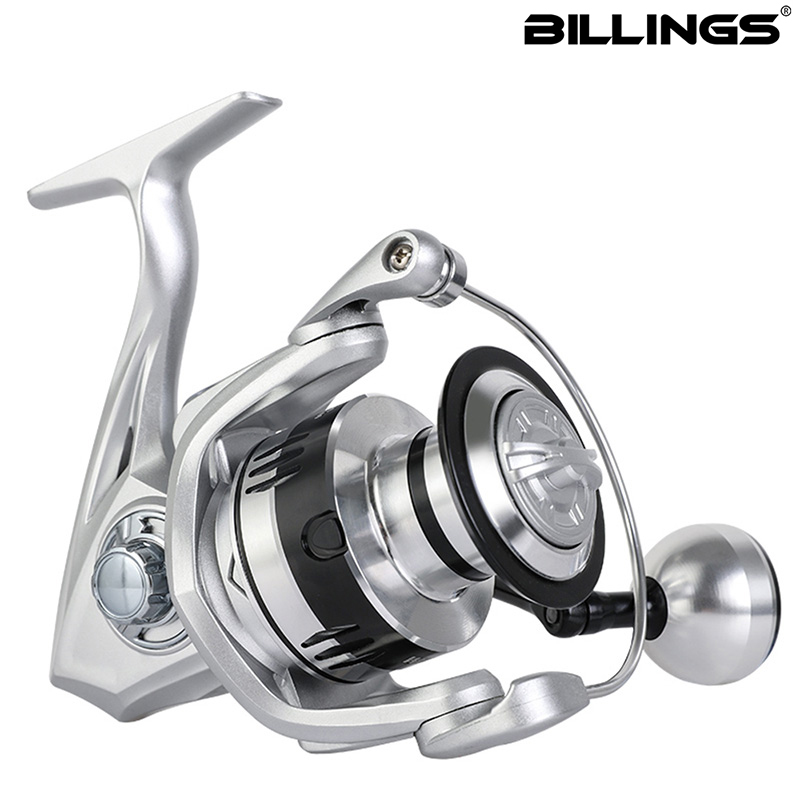 Trolling Reel - BILLINGS スピニングリール、1000-7000モデル、最大ドラッグ力12kg、ギア比5.2:1、金属製スプール＆グリップ、淡水・海水両用。