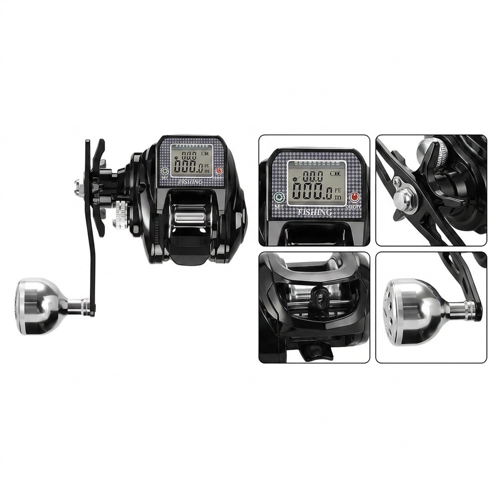 Fly Reel - S200 デジタルベイトキャスティングリール：正確なライン追跡機能、ソーラー充電＋USB電源、10段階の磁気ブレーキ
